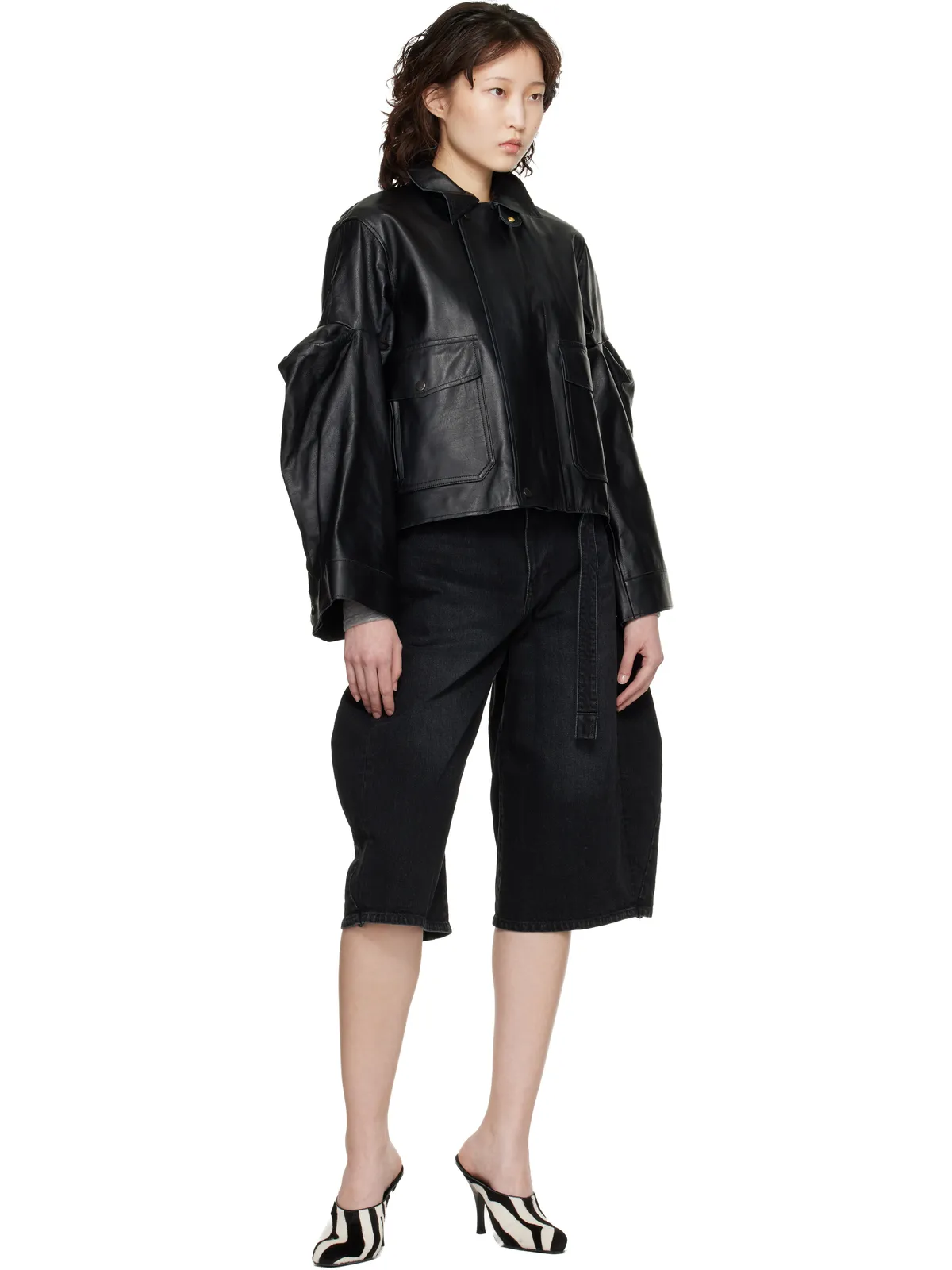 sacai レザー ブルゾンジャケット - 画像4