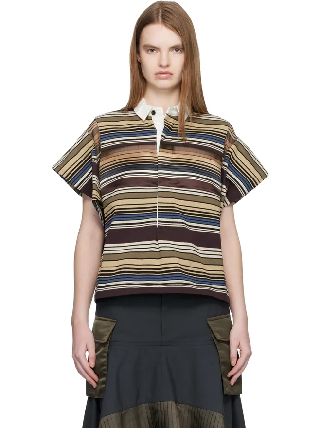 sacai sacai Horizontal ボーダー ポロシャツの商品画像
