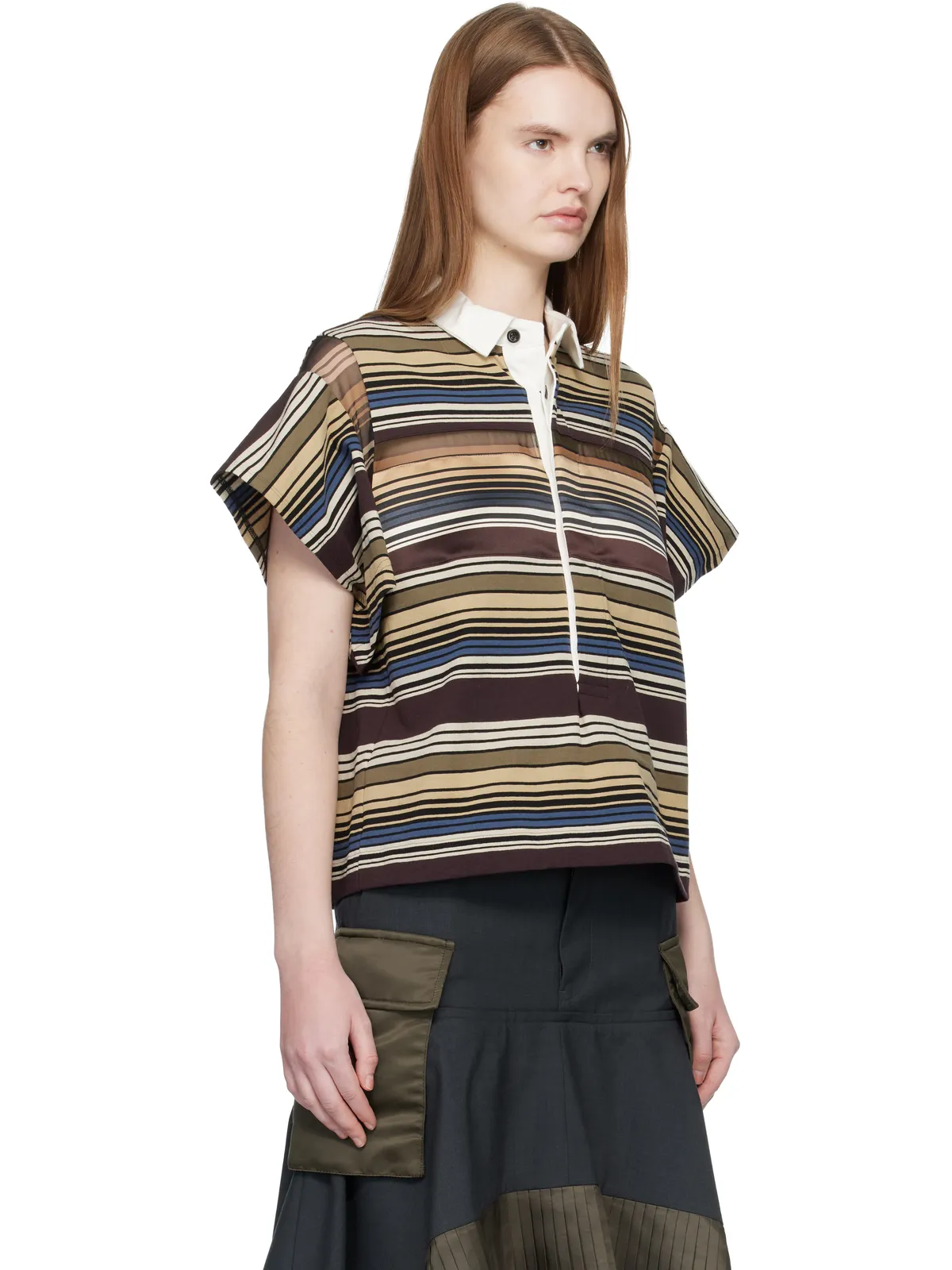 sacai Horizontal ボーダー ポロシャツ - 画像2