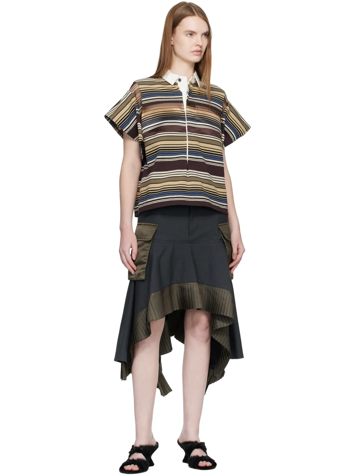 sacai Horizontal ボーダー ポロシャツ - 画像4