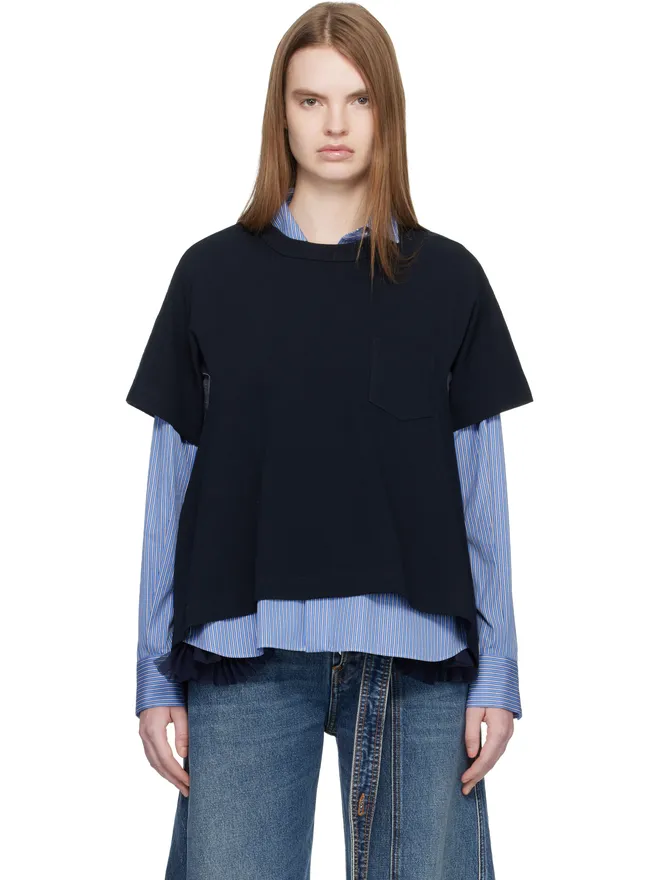 sacai sacai ライトウェイト デニム＆コットンジャージ Tシャツの商品画像