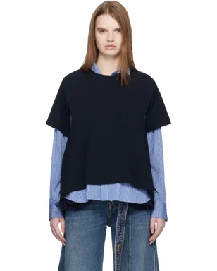 sacai ライトウェイト デニム＆コットンジャージ Tシャツ - サムネイル1