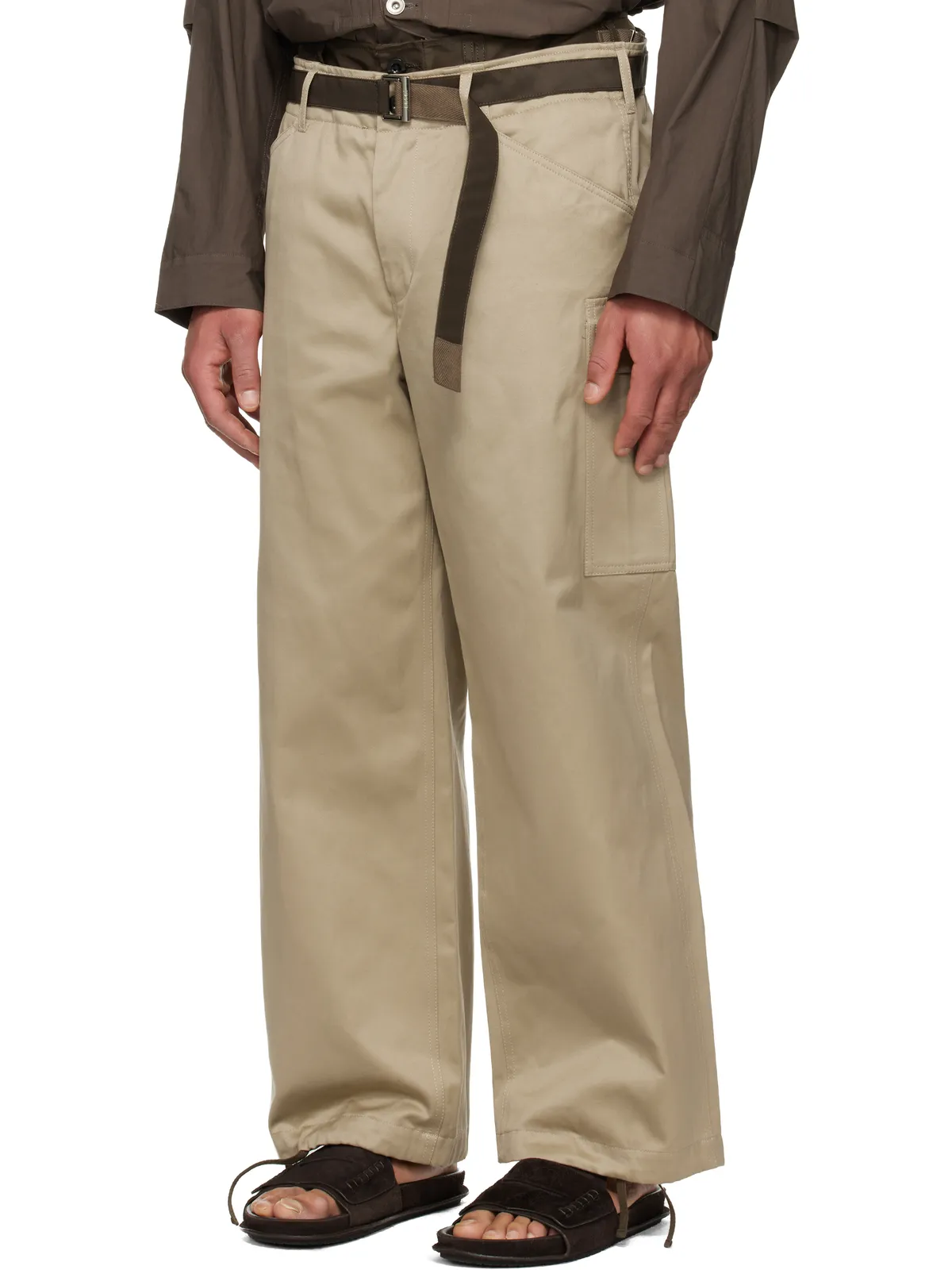sacai タン Cotton Chino x Nylon Twill カーゴパンツ - 画像4