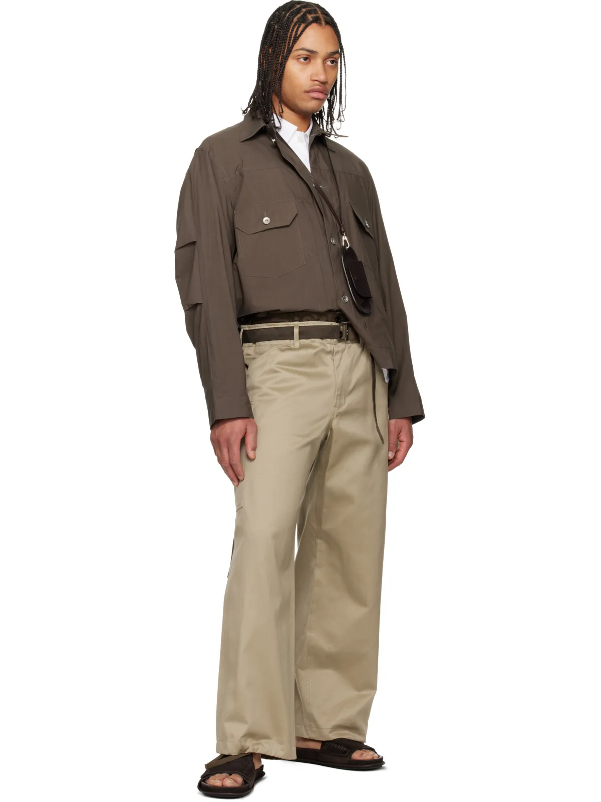 sacai タン Cotton Chino x Nylon Twill カーゴパンツ - 画像5