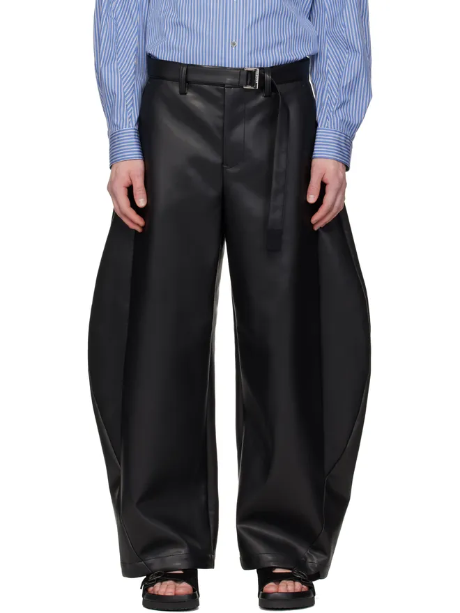 sacai sacai ベルト フェイクレザー トラウザーズの商品画像