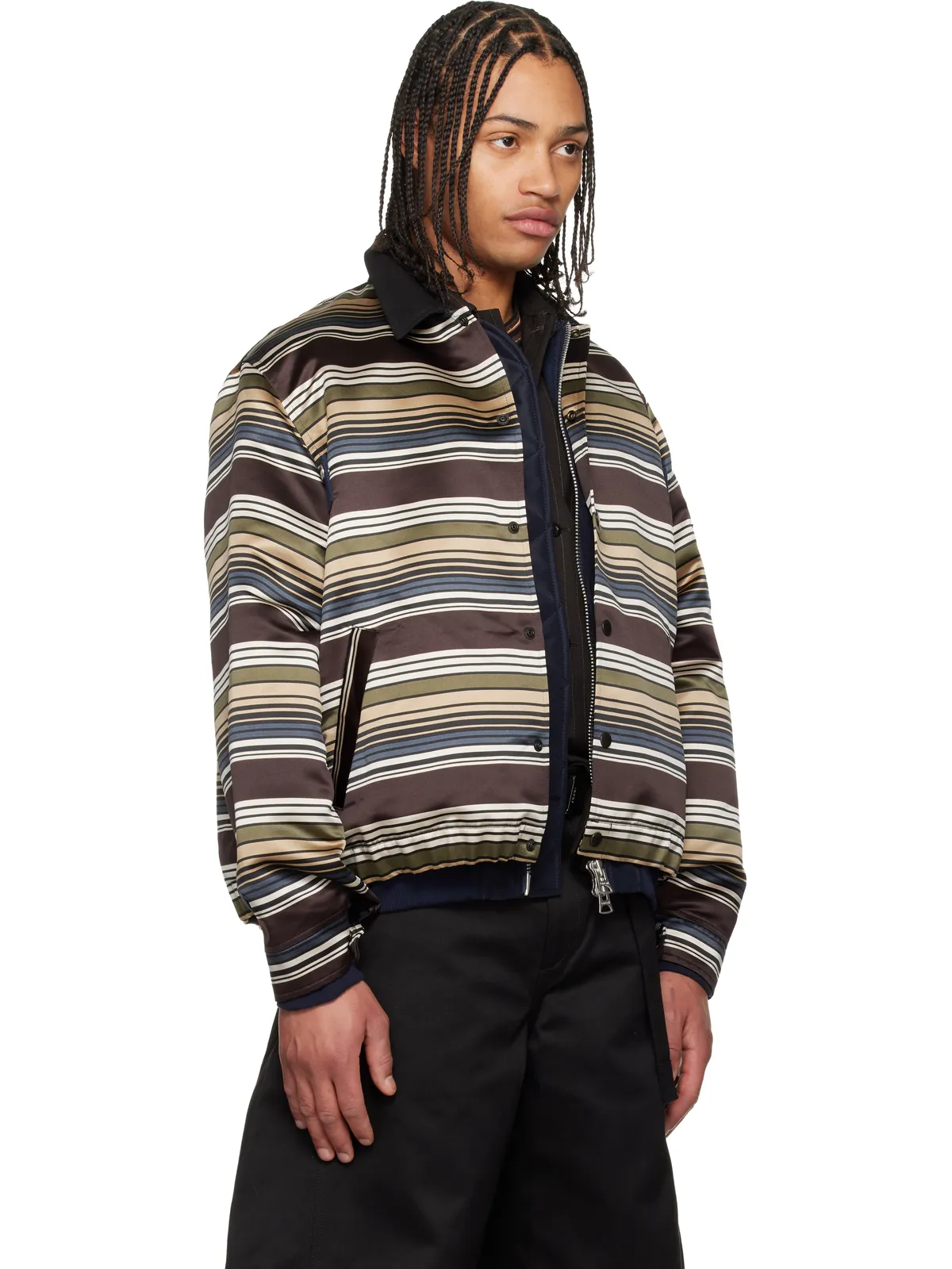 sacai ホリゾンタルストライプ ブルゾンジャケット - 画像2