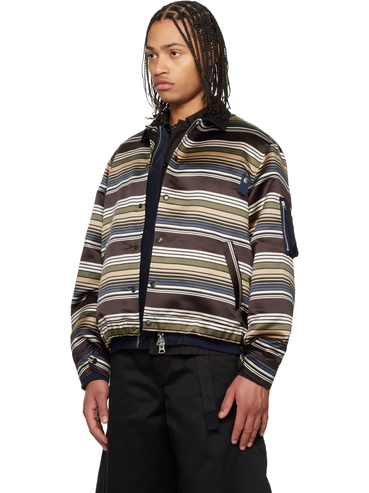 sacai ホリゾンタルストライプ ブルゾンジャケット - 画像4