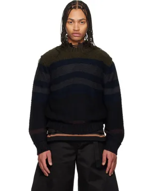 sacai ホリゾンタルストライプ ニット プルオーバーセーター - サムネイル1
