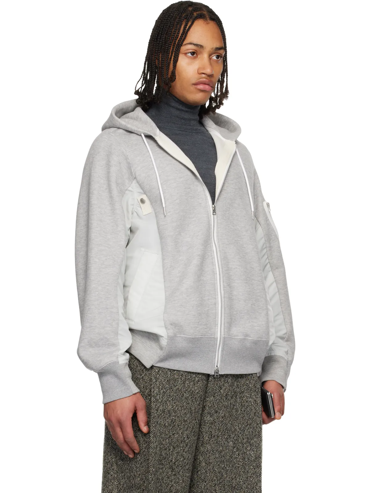 sacai Sponge Sweat & Nylon Twill フーディ - 画像2