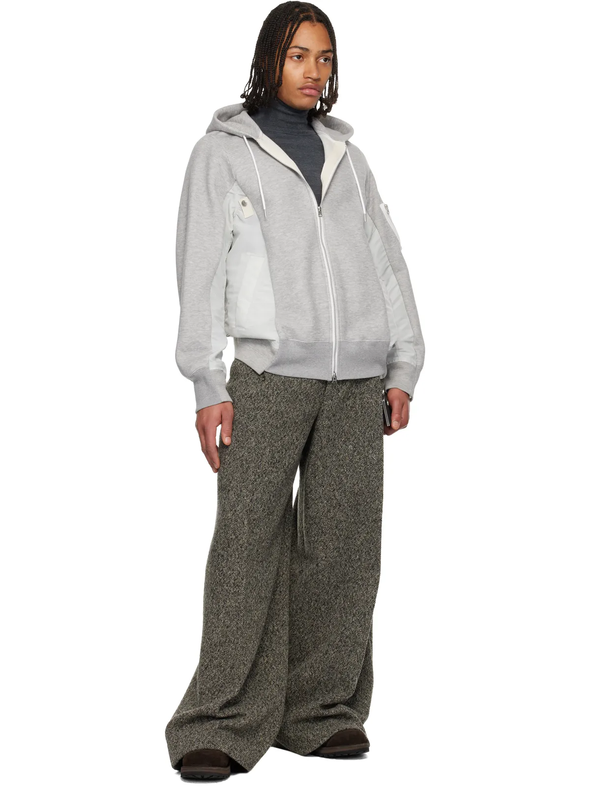 sacai Sponge Sweat & Nylon Twill フーディ - 画像4