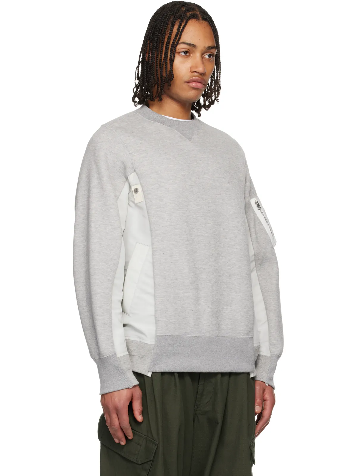 sacai Sponge Sweat & Nylon Twill スウェットシャツ - 画像2