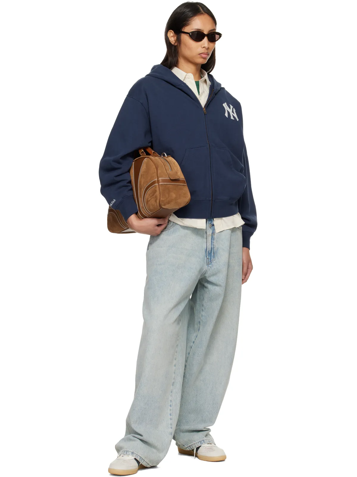 Sporty & Rich Heritage Yankees Serif ジップフーディ - 画像4