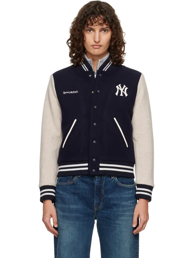 Sporty & Rich Sporty & Rich Yankees Curve ウール バーシティジャケットの商品画像