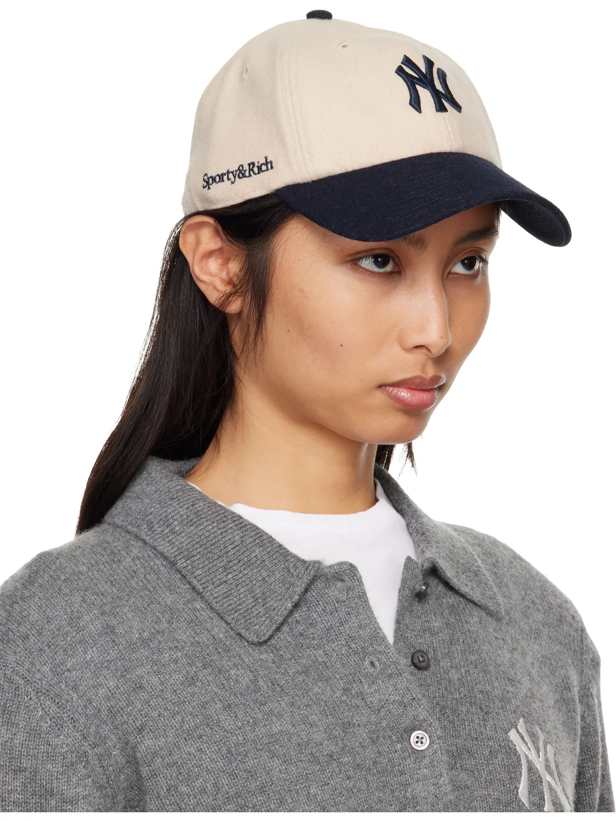 Sporty & Rich '47エディション Yankees Serif ウール キャップ - 画像2