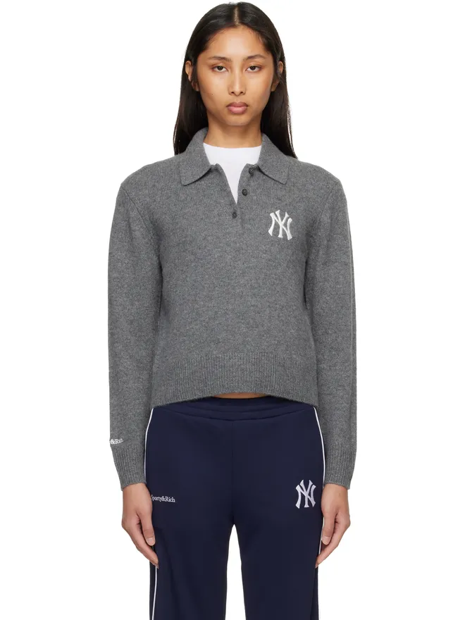 Sporty & Rich Sporty & Rich Heritage Yankees Serif カシミヤ ニットポロシャツの商品画像