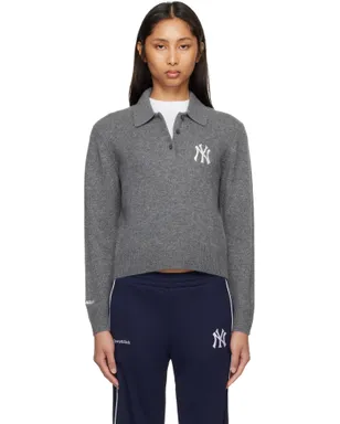 Sporty & Rich Heritage Yankees Serif カシミヤ ニットポロシャツ - サムネイル1