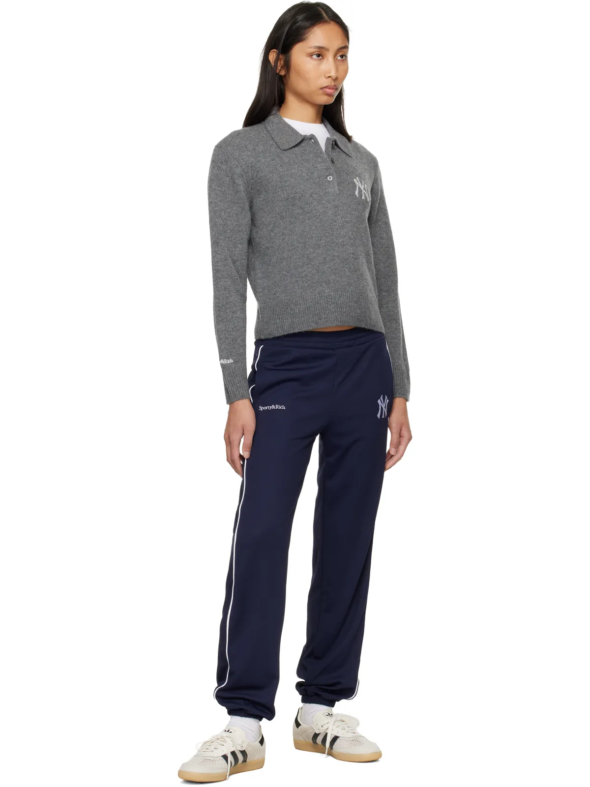 Sporty & Rich Heritage Yankees Serif カシミヤ ニットポロシャツ - 画像4