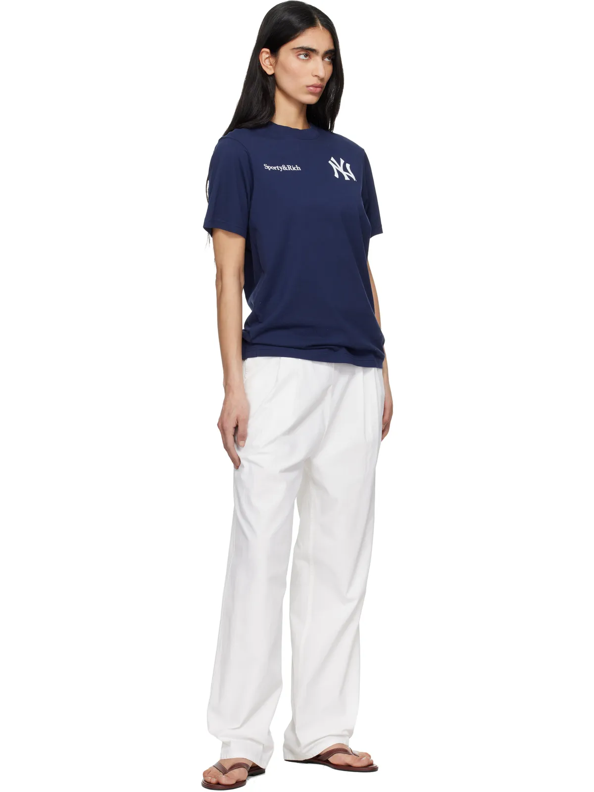 Sporty & Rich '47エディション 'Yankees' Curve Tシャツ - 画像4