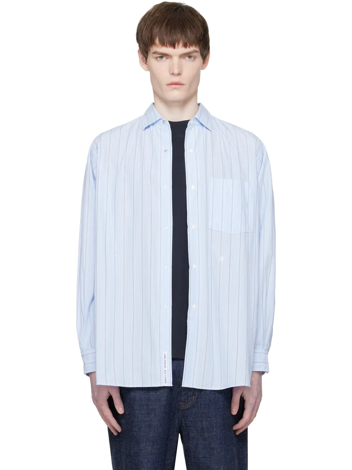 nanamica Regular Collar Stripe Wind シャツ - 画像1