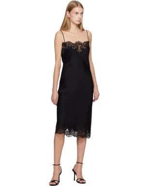 Stella McCartney ノースリーブ レースサテン ミディアムドレス - サムネイル4