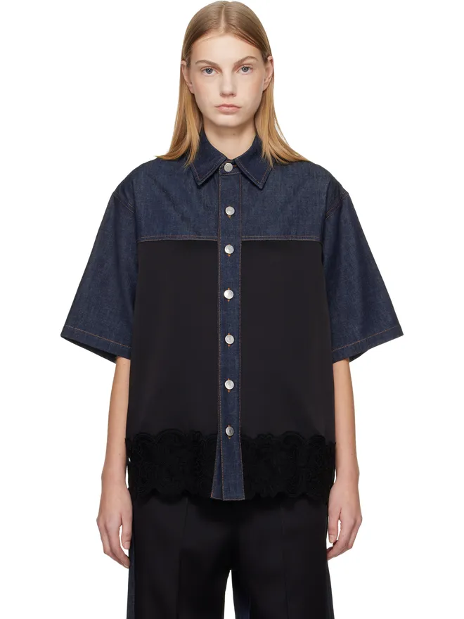 Stella McCartney Stella McCartney サテンパネル 半袖 デニムシャツの商品画像