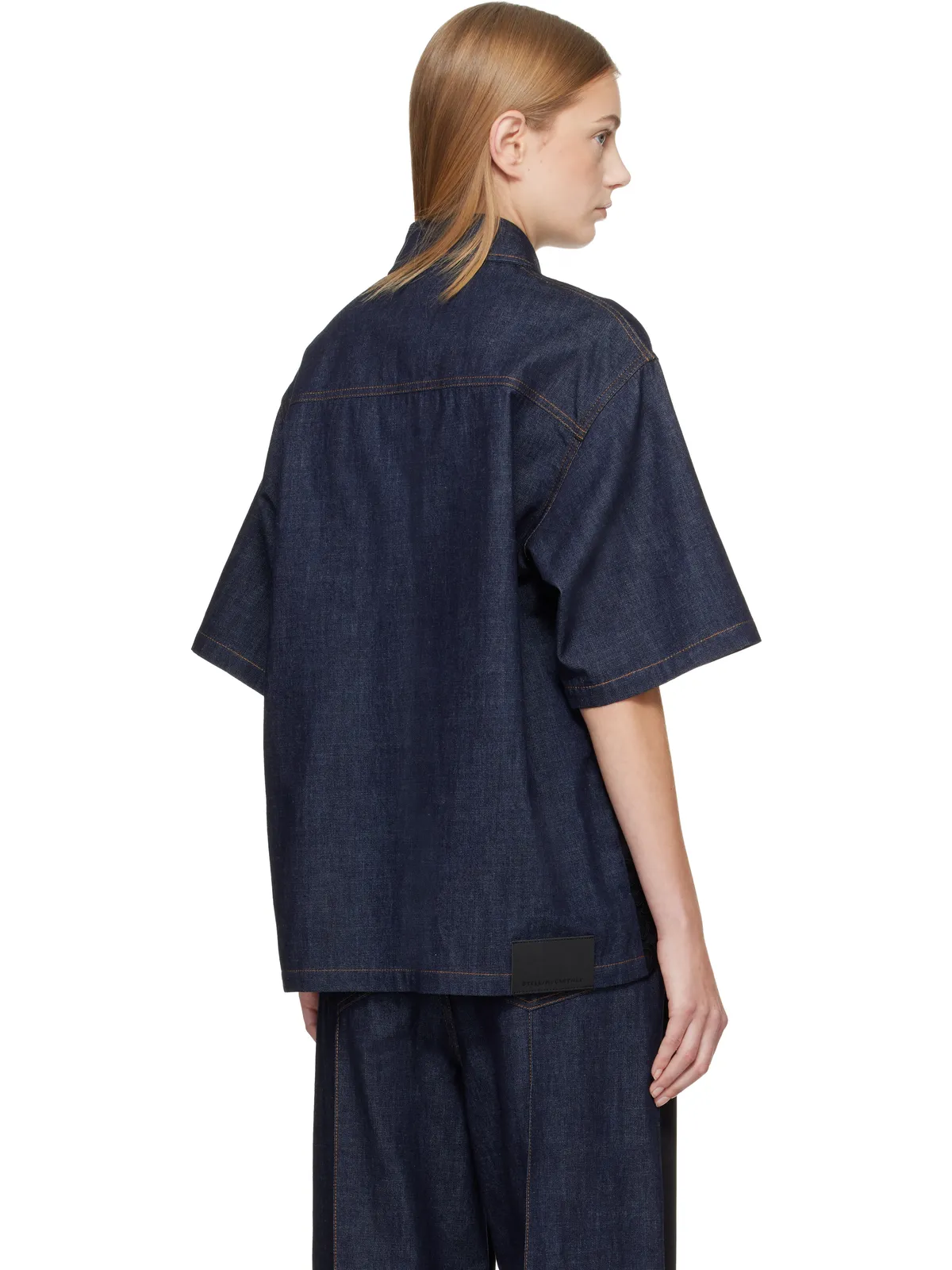 Stella McCartney サテンパネル 半袖 デニムシャツ - 画像3