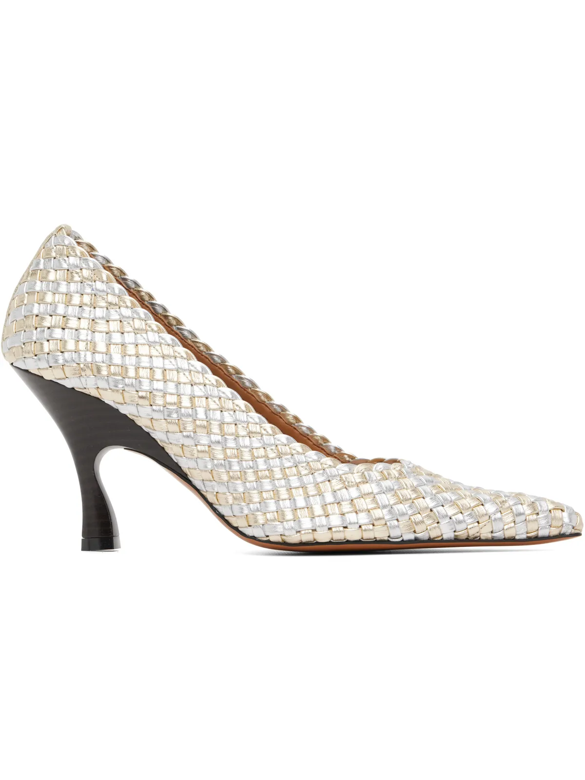 Stella McCartney シルバー＆ゴールド Elsa Woven Metallic ヒール - 画像1
