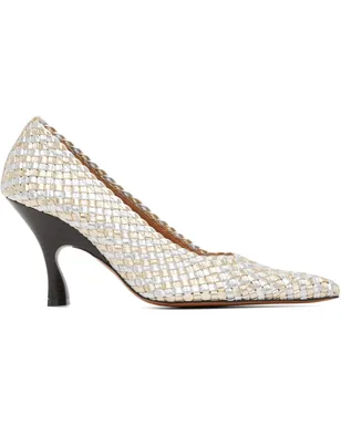 Stella McCartney シルバー＆ゴールド Elsa Woven Metallic ヒール - サムネイル1