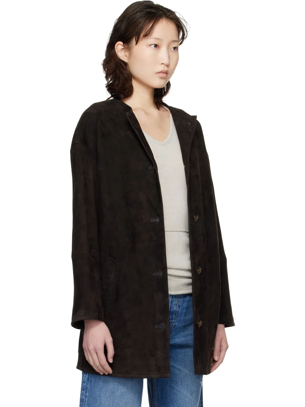 Loulou de Saison Waren Oval スエード コート - 画像2