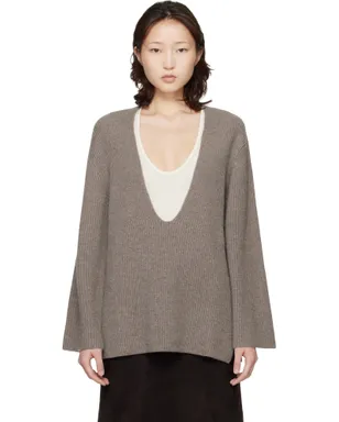 Loulou de Saison Gabe U Neck リブ カシミヤ セーター - サムネイル1
