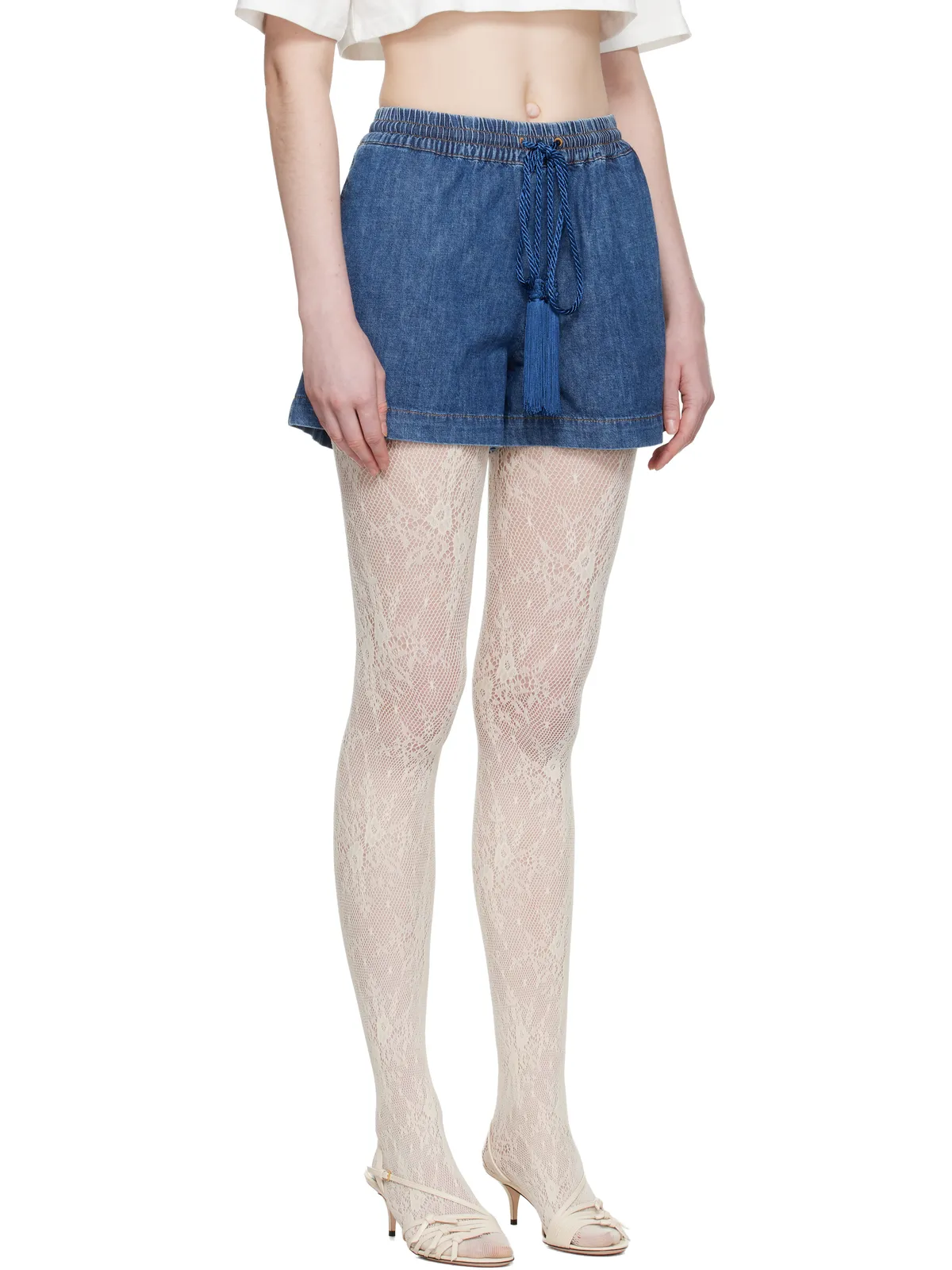 Valentino デニム シャンブレー ショートパンツ - 画像2