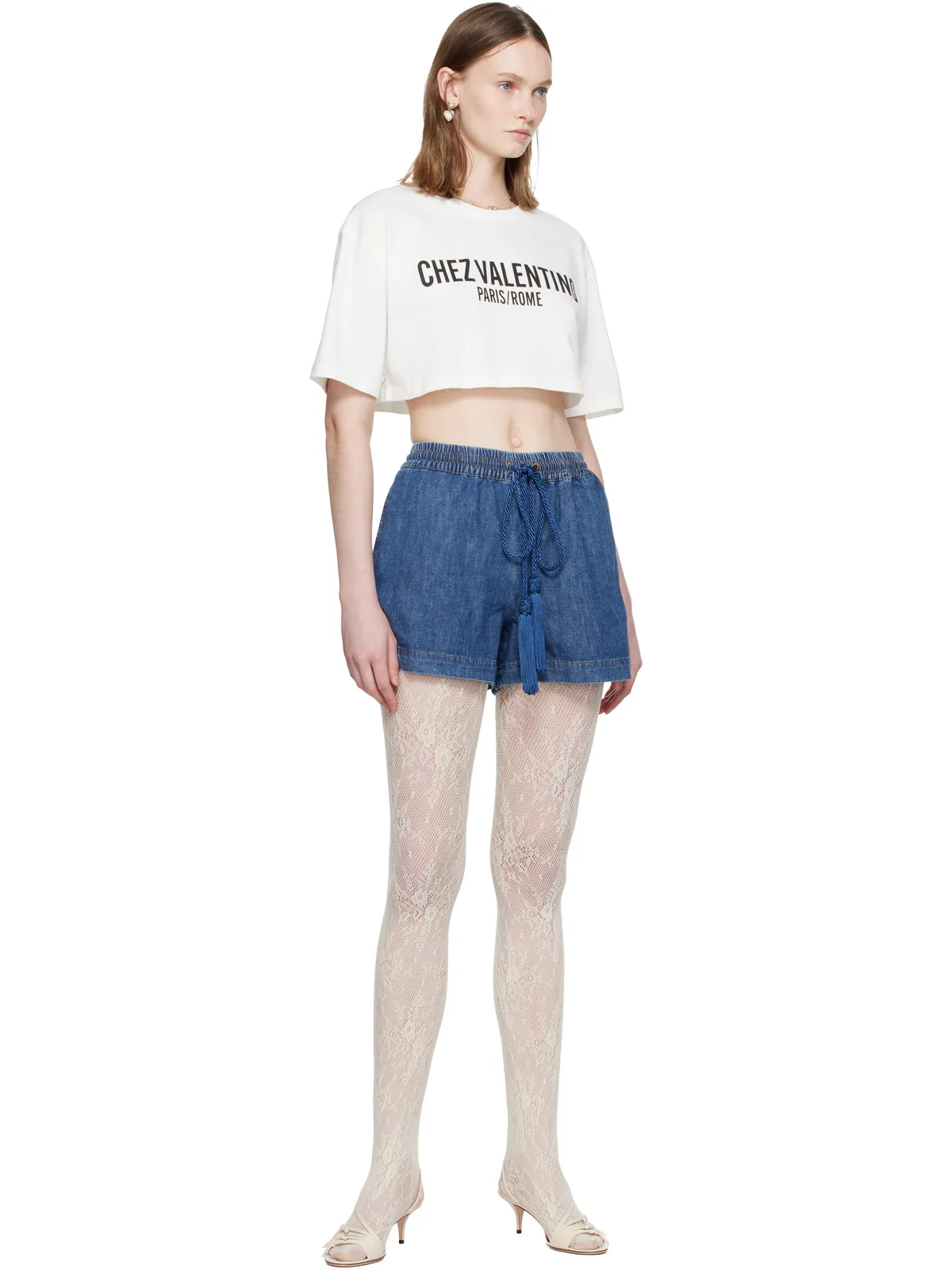 Valentino デニム シャンブレー ショートパンツ - 画像4