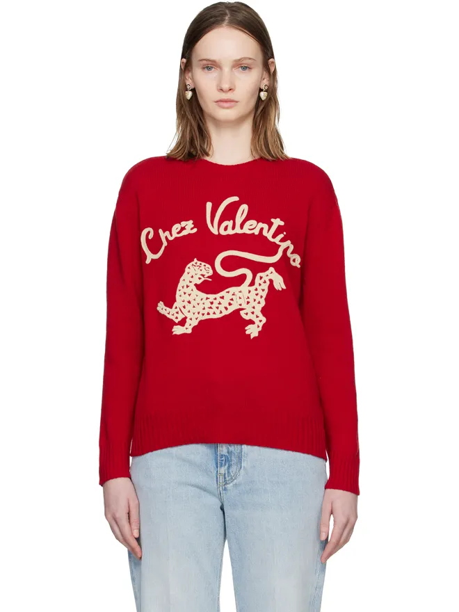 Valentino Valentino 'Chez Valentino' & Panther Embroidery ウール セーターの商品画像