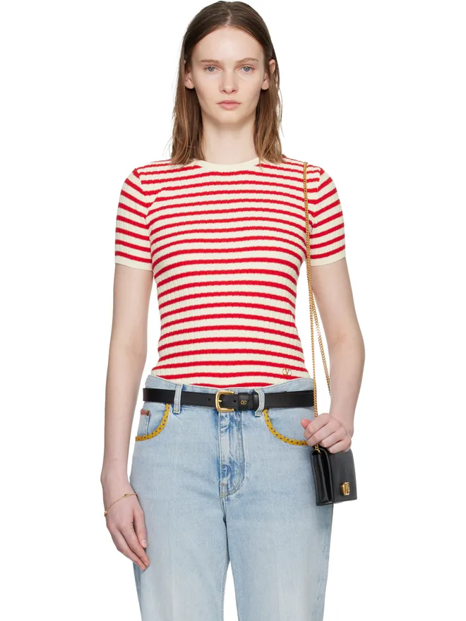 Valentino Valentino ニット ボーダー 半袖セーターの商品画像