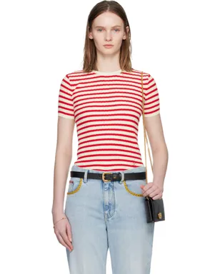 Valentino ニット ボーダー 半袖セーター - サムネイル1