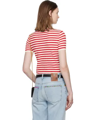 Valentino ニット ボーダー 半袖セーター - サムネイル3