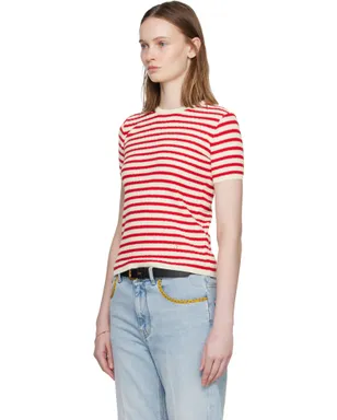 Valentino ニット ボーダー 半袖セーター - サムネイル4