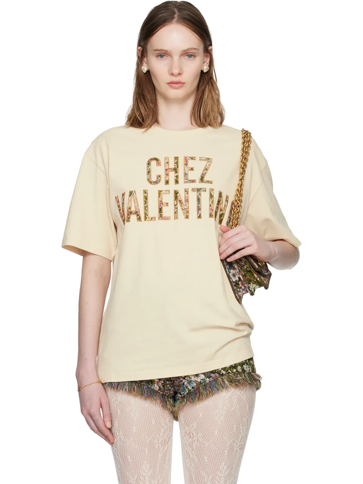 Valentino エンブロイダリー コットン Tシャツ - 画像1