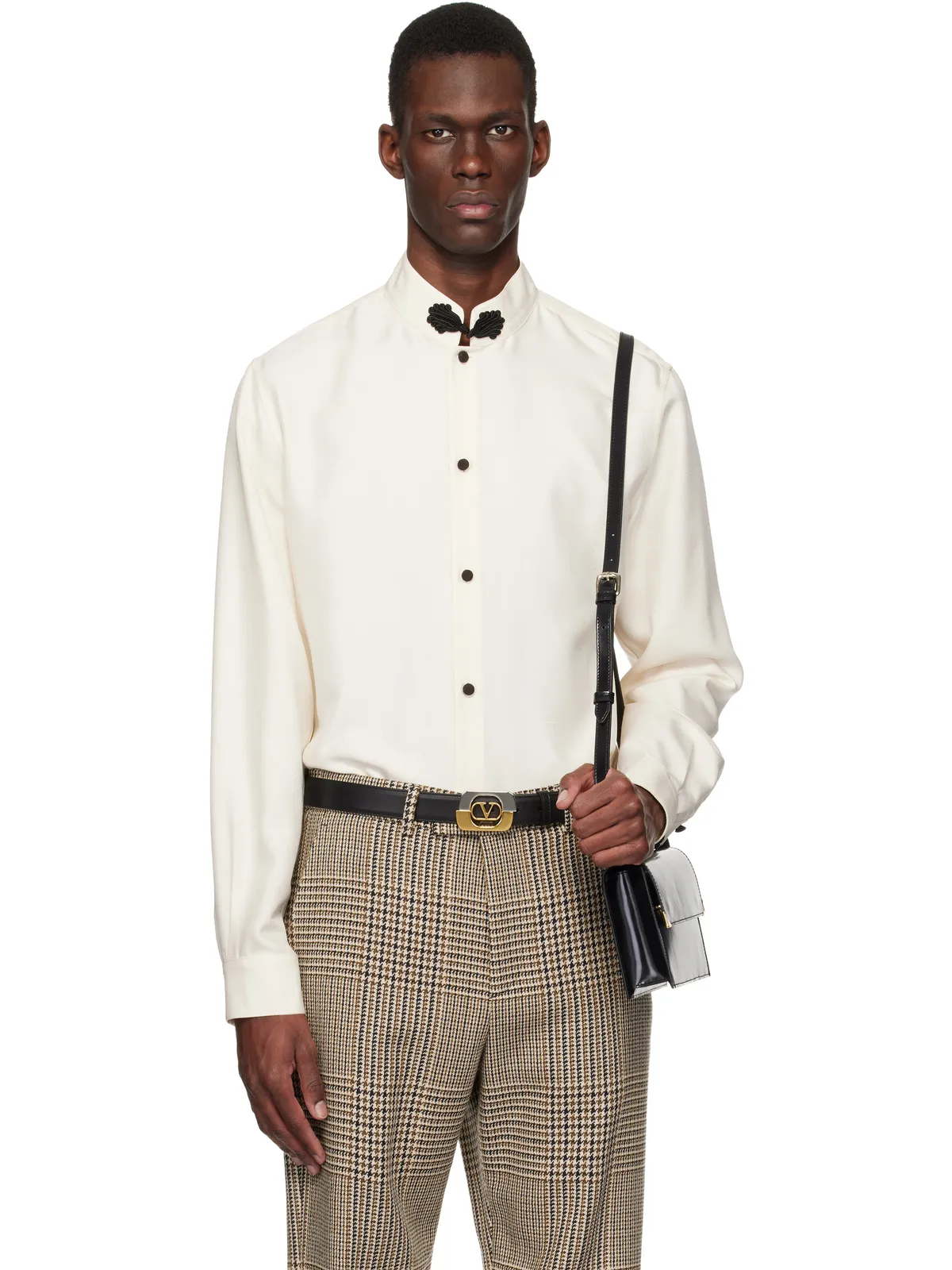 Valentino シルク シャンタン トグル シャツ - 画像1