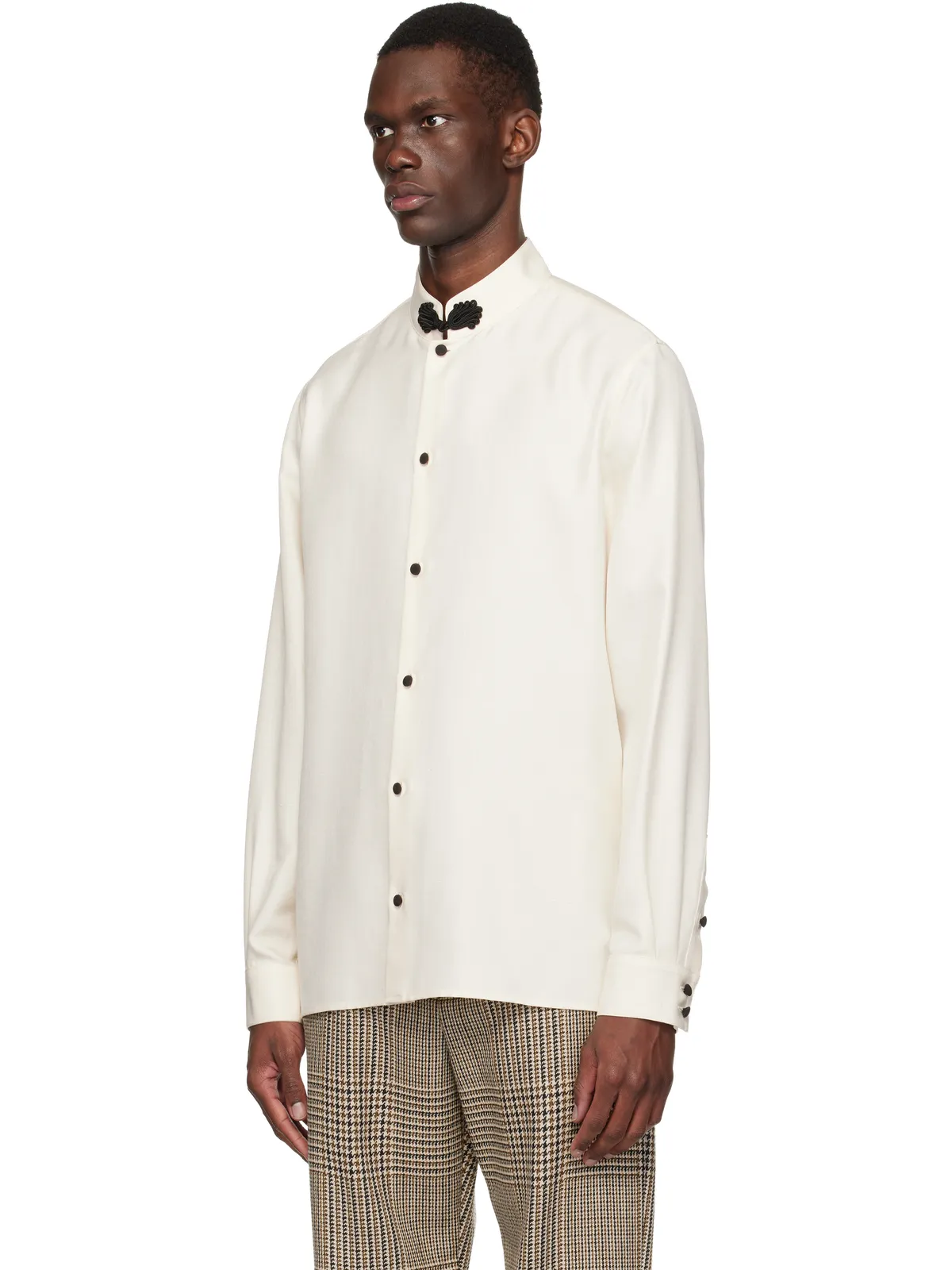 Valentino シルク シャンタン トグル シャツ - 画像4