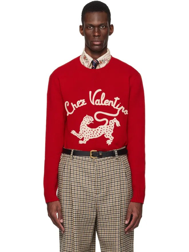 Valentino Valentino 'Chez Valentino' Panther Embroidery ウール セーターの商品画像