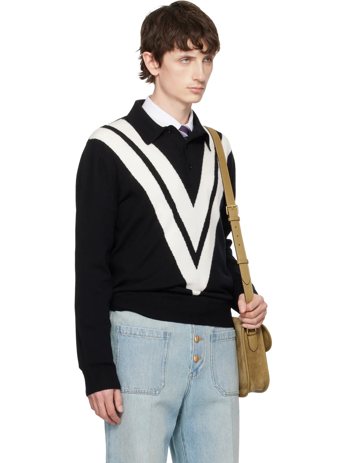 Valentino ロゴ ウール ニットポロシャツ - 画像2