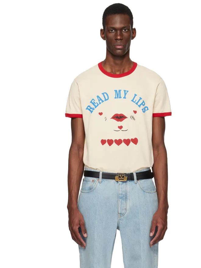 Valentino Valentino 'Read My Lips' Print コットン Tシャツの商品画像