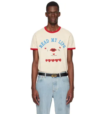 Valentino 'Read My Lips' Print コットン Tシャツ - サムネイル1