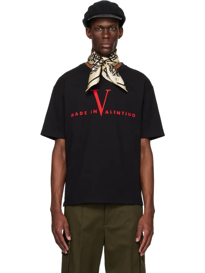 Valentino Valentino 'Made in Valentino' Print コットン Tシャツの商品画像