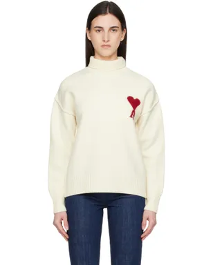 AMI Paris Contrasted Ami de Coeur ファネルネック セーター - サムネイル1