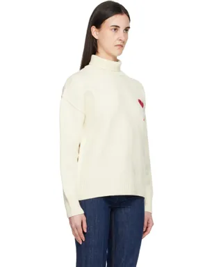 AMI Paris Contrasted Ami de Coeur ファネルネック セーター - サムネイル2