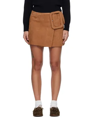 AMI Paris Big Buckle Belted ゴートレザー ミニスカート - サムネイル1