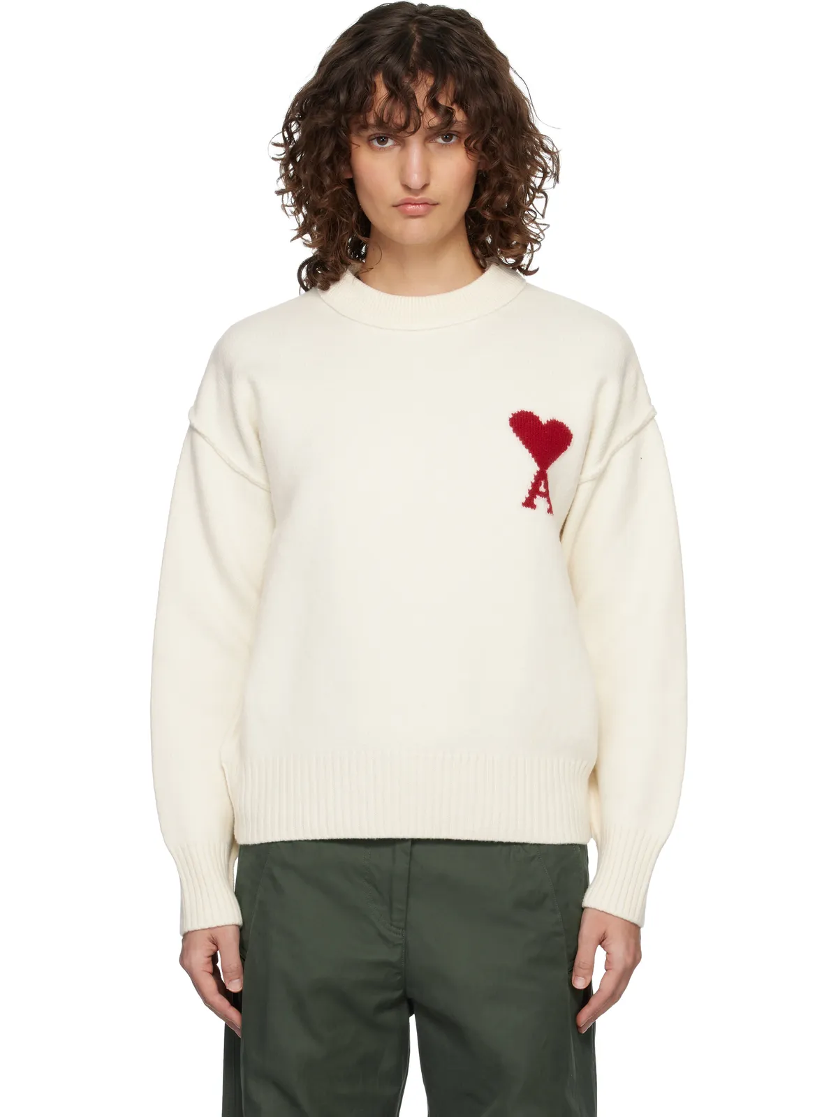 AMI Paris Ami de Coeur ウール クルーネック セーター - 画像1