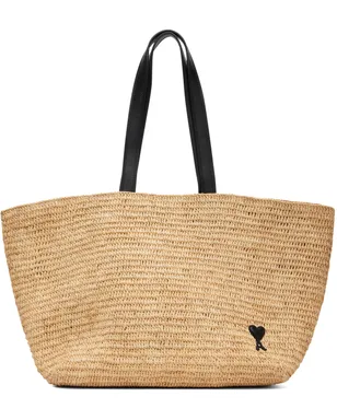AMI Paris Natural Raffia Ami de Coeur トートバッグ - サムネイル1